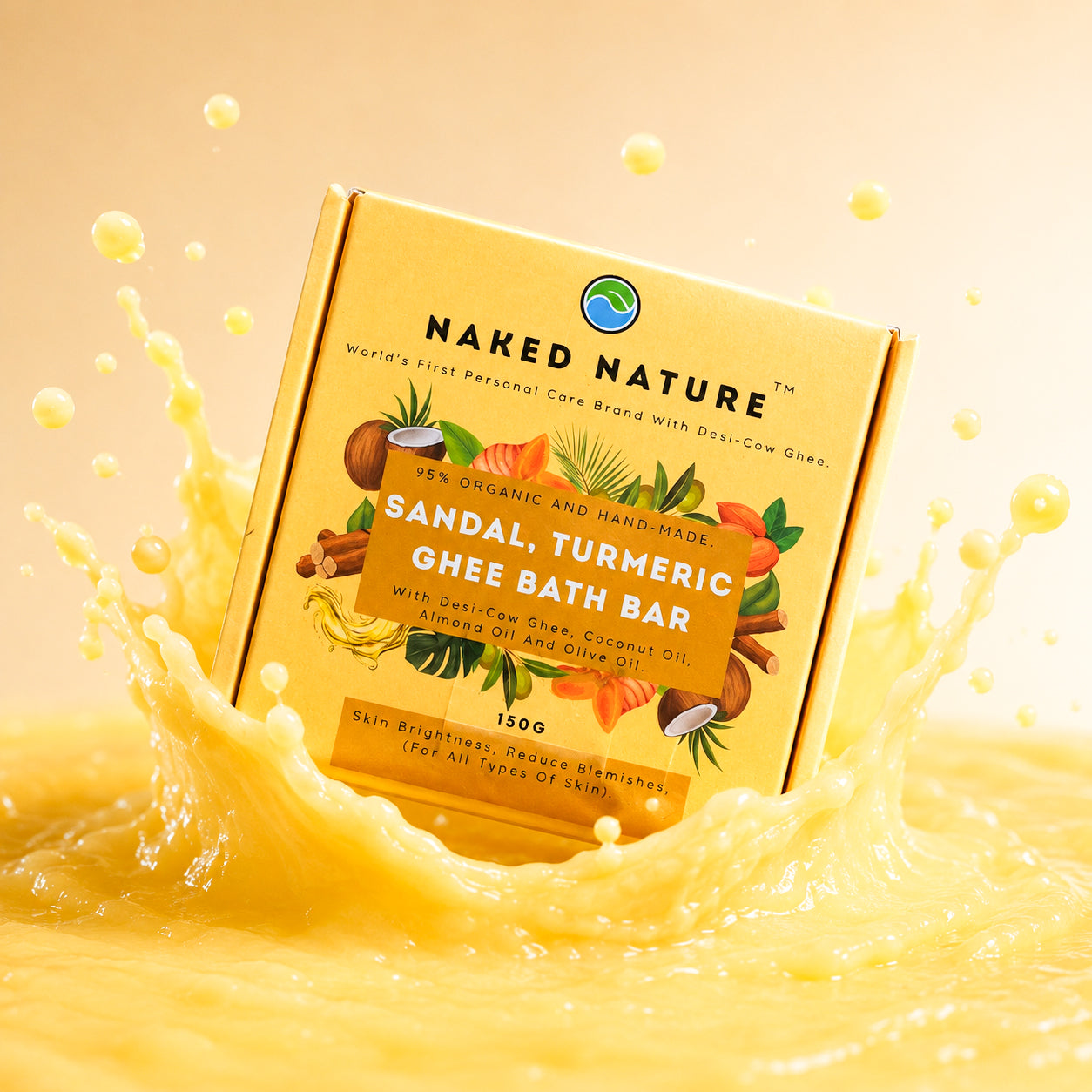 Sandalwood, Turmeric Bath Bar (Soap) 150 G - Anti-Fungal, Anti-Inflammatory and Suitable For All Skin Type.