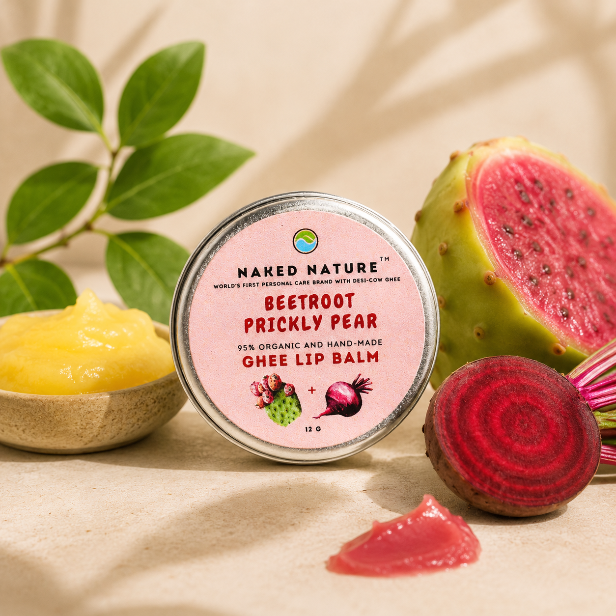 Beetroot, prickly pears Ghee Lip Balm (12g)