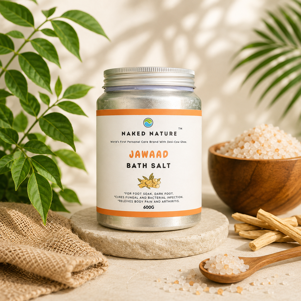 Jawaad Bath Salt (636 G) - For Foot Soak, Cures Dark Foot, Anti-Fungal and Relieves Body Ache.