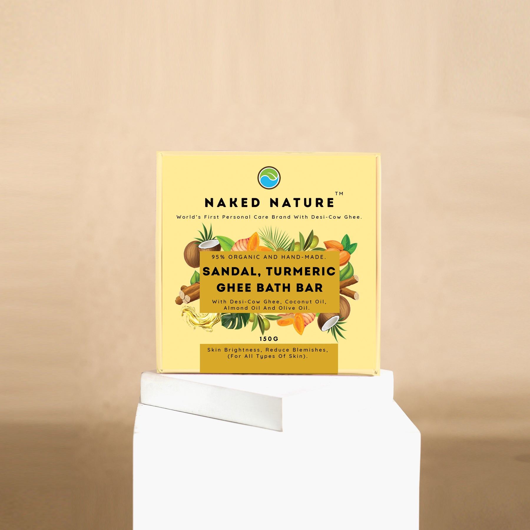 Sandalwood, Turmeric Bath Bar (Soap) 150 G - Anti-Fungal, Anti-Inflammatory and Suitable For All Skin Type.