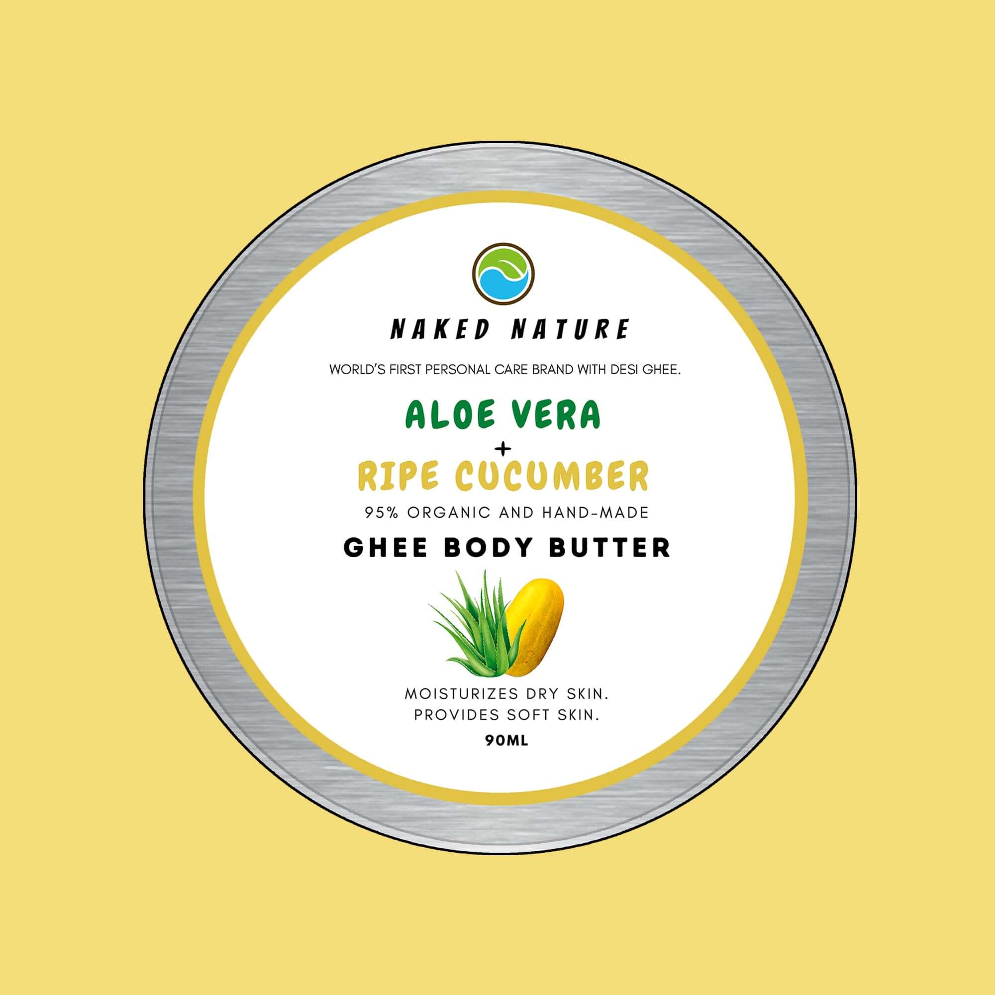 Ghee Body Butter (Ripe Cucumber + Aloevera) - For Dry Skin.