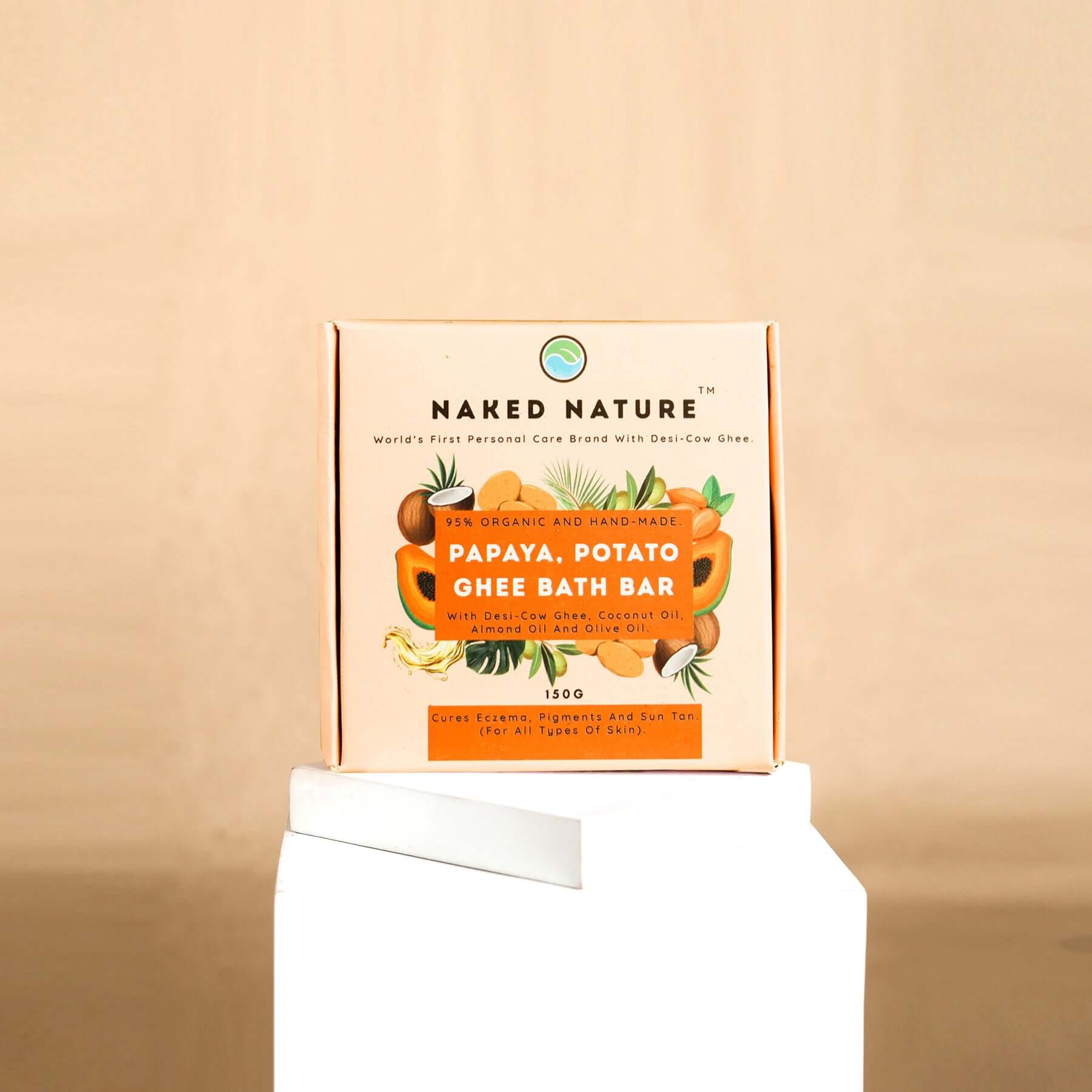 Papaya, Potato Ghee Bath Bar (Soap) 150G - For Dry, Acne-Prone, Inflammatory Skin, Eczema and Skin Tan.