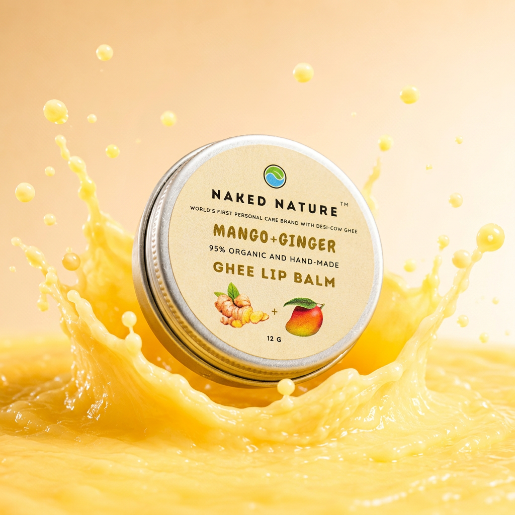 Mango, Ginger & Ghee Lip Balm - For Soft, Smooth & Moisturized Lips