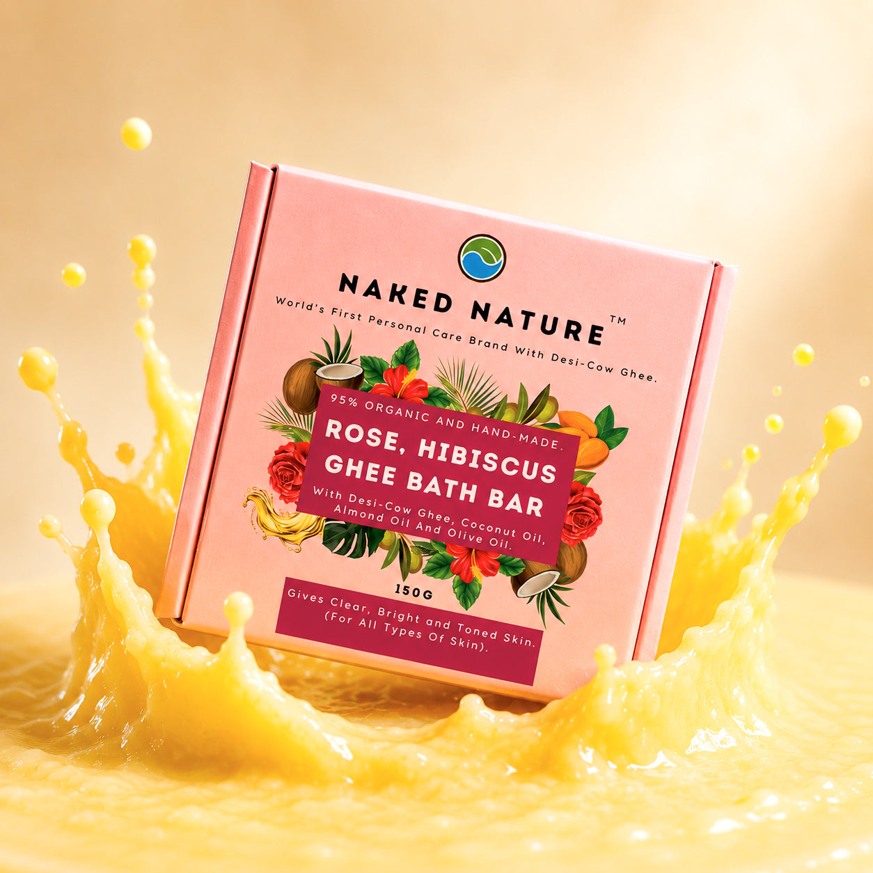 Rose, Hibiscus Ghee Bath Bar (Soap) 150 G
