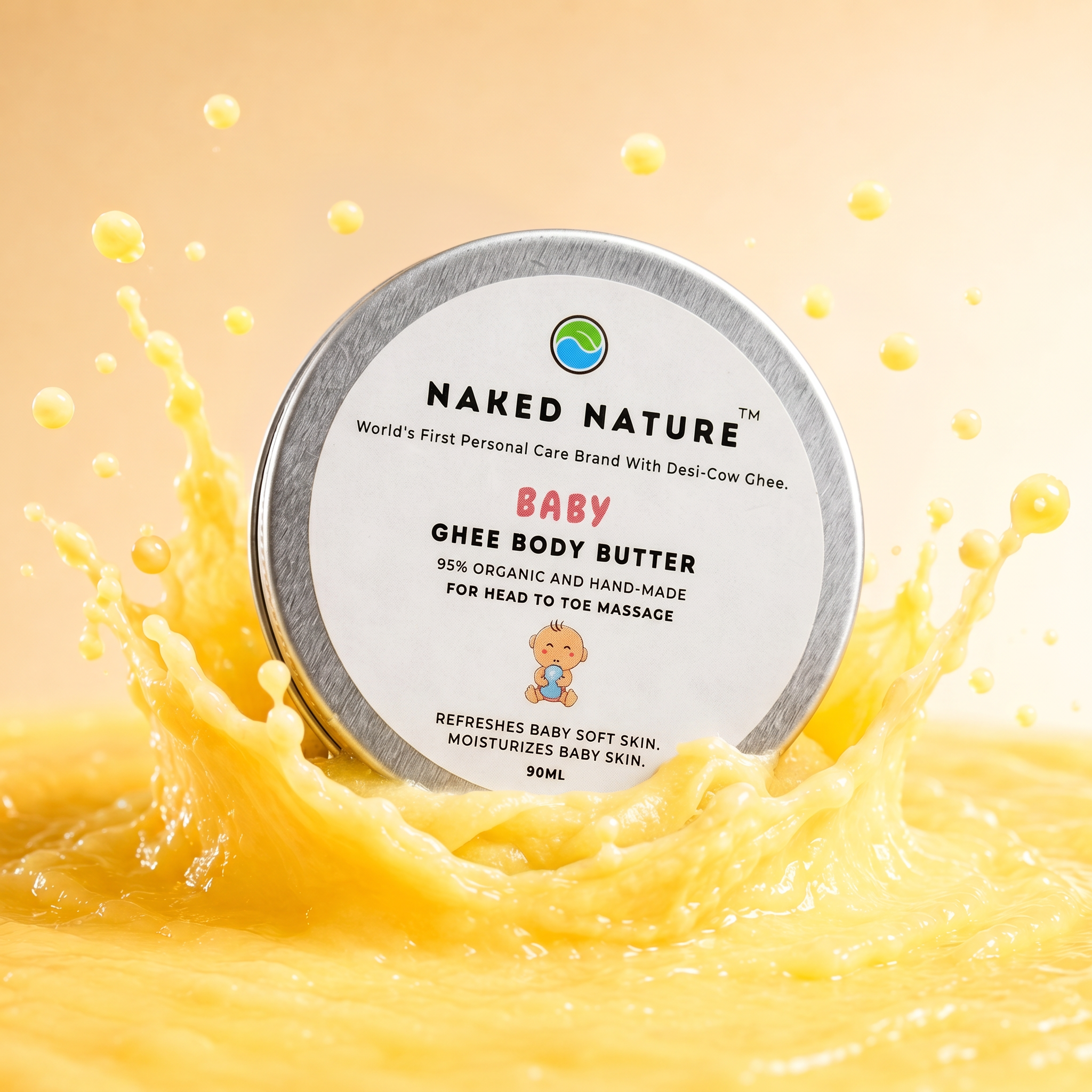 Baby Ghee Body Butter (90 ml) - For Massage, Baby Soft Skin and Moisturise Baby Skin.