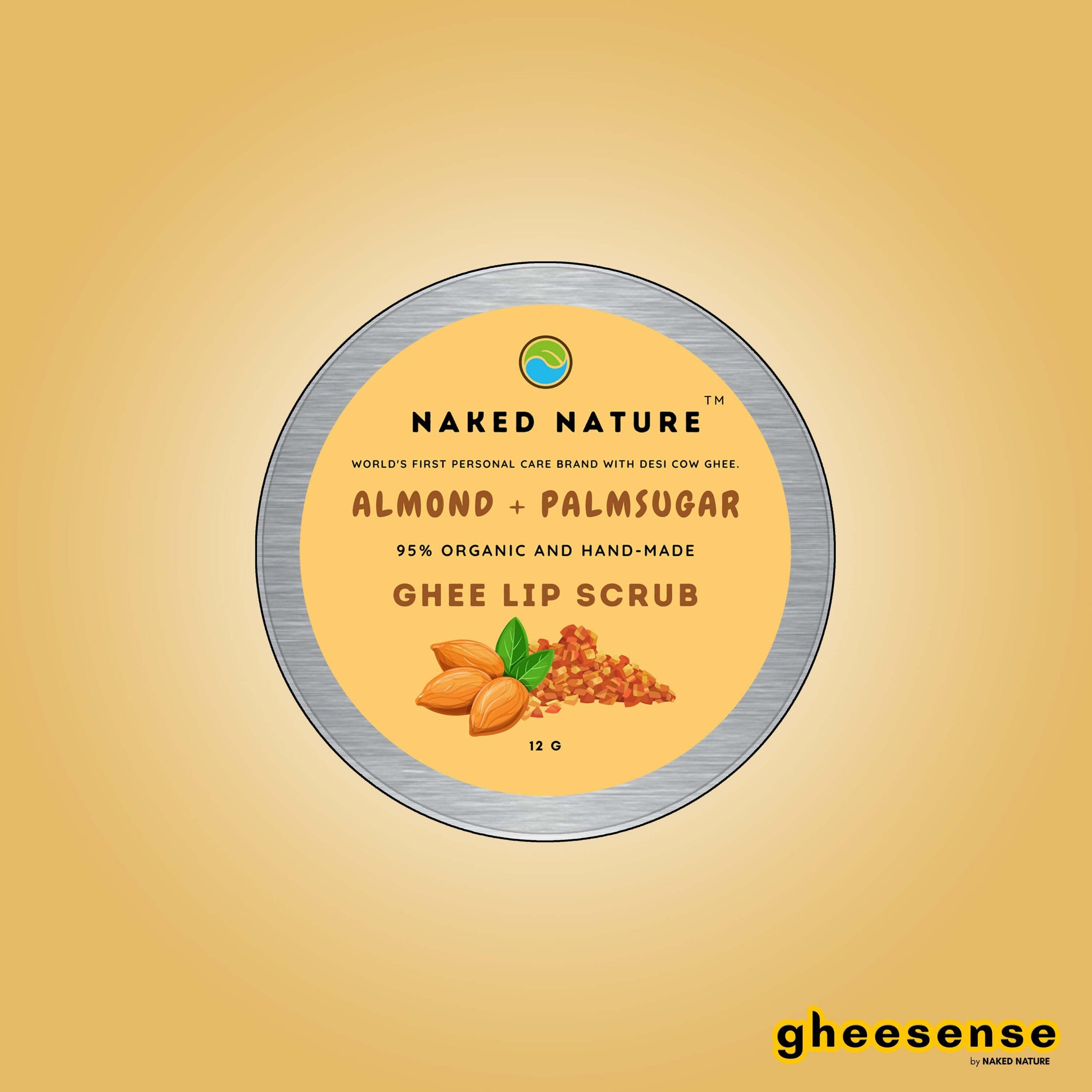 Naked Nature Almond, Palm Sugar Ghee Lip Scrub Exfoliate Dead Lip