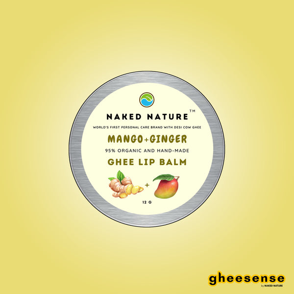 Mango, Ginger Ghee Lip Balm (12 G) - For Soft, Sweet Lips and Heals Cracks.