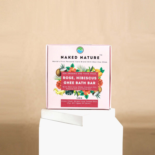 Rose, Hibiscus Ghee Bath Bar (Soap) 150 G - Rejuvenates Dead Skin Cells, For Clear, Bright and Toned Skin.
